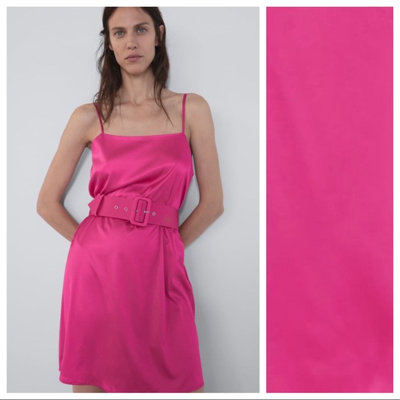 Zara | Dresses | Nwt Zara Pink Satin Effect Mini Dress Size L | Poshmark